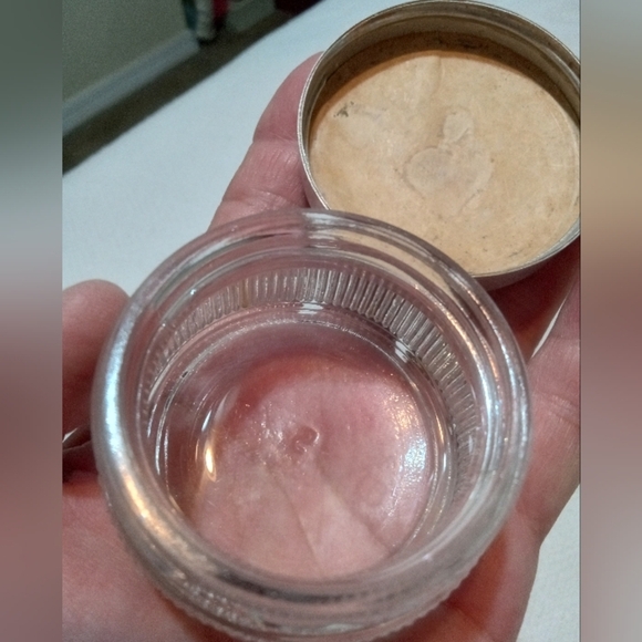 Vtg Glass Perfume Cosmetic Vanity Ribbed Jar Black & Silver Tone w Added Decor - Picture 6 of 6